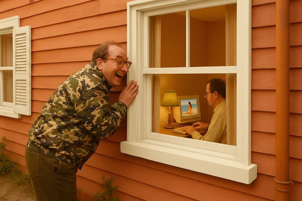 A man looking into a neighbours house looking into keyword and demographic research
